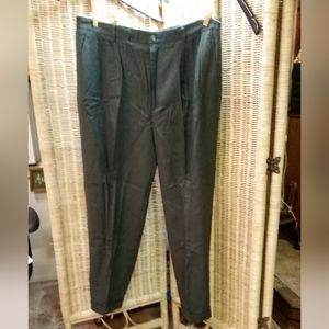PERRY Ellis Men's Green Tweed Slacks Pleated Front, Cuff Legs Size 40/30"